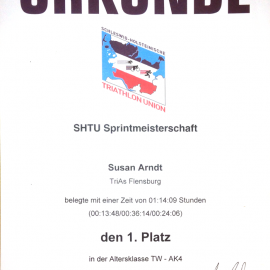 1. Platz SHTU-Sprintmeisterschaften im Triathlon AK4